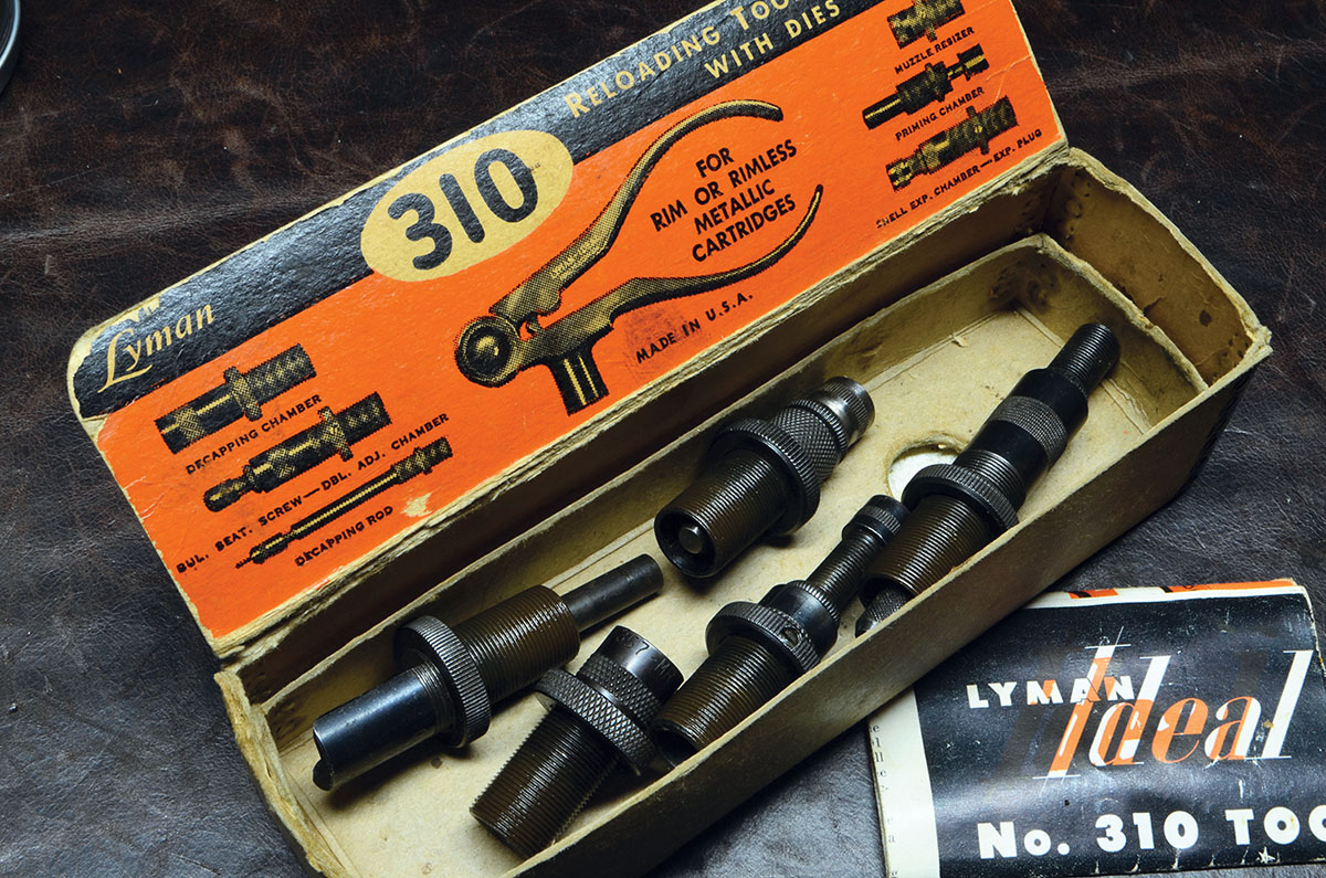 The complete set for one caliber was contained in a slim box, with the components clearly identified. With handloaders being, generally, a painstaking bunch, many boxes have survived for a century in surprisingly good shape.